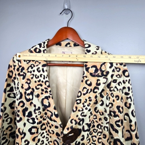 NANETTE LEPORE‎ Leopard Print Blazer 3/4 Sleeve Beige Artsy Buttons Womens Sz M - Picture 8 of 13